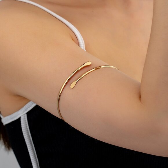 3/$35 Thin Gold Tone Arm Cuff Adjustable Bracelet Body Jewelry - Picture 1 of 5